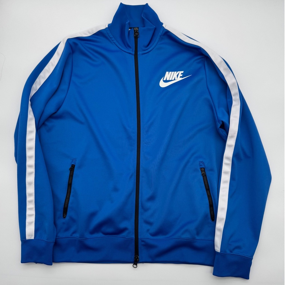 Nike Mens Sportswear Track Jacket Royal Blue‎ White Stripe Full Zip XL